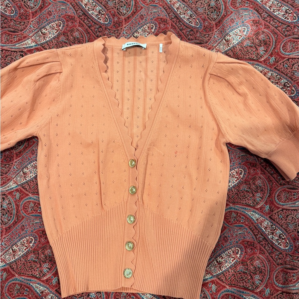 Sandro Peach Scalloped Cardigan